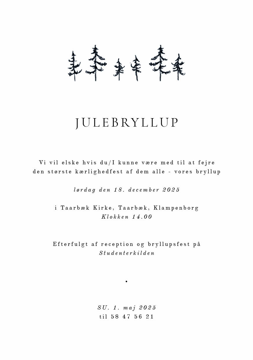 Invitationer - Julebryllup invitation 